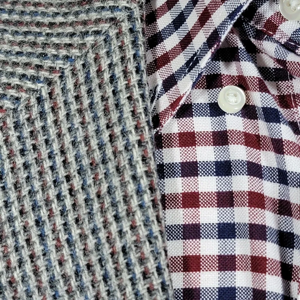 VTG Stafford Men's Tweed Blazer Jacket Two Button Gray‎ Pure Wool Size 46R